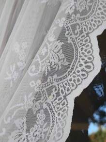 1 件白色蕾丝边无钻窗帘头巾窗帘，适用于厨房、卧室窗台，公主风格 - 白色 - 查看 7