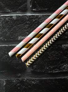 25 支随机图案一次性吸管，派对纸吸管，情人节返校用品 - 彩色 - 查看 7