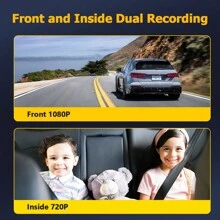 ZKCAMSPY 双镜头行车记录仪 1080P 车载摄像头 行车记录仪 24 小时停车监控夜视 DVR 前后 DVR 摄像头视频记录仪 - 黑色 - 查看 2