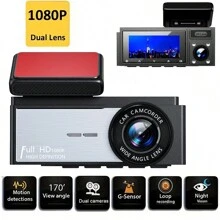 ZKCAMSPY 双镜头行车记录仪 1080P 车载摄像头 行车记录仪 24 小时停车监控夜视 DVR 前后 DVR 摄像头视频记录仪 - 黑色 - 查看 1