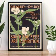 1 pièce Affiche sur canevas à motif floral de style Art Nouveau - Décoration murale rétro pour la maison et la pièce - Affiche d'art parfaite pour la décoration d'intérieur, la salle de bain, la chambre à coucher, le bureau, le salon (sans cadre)