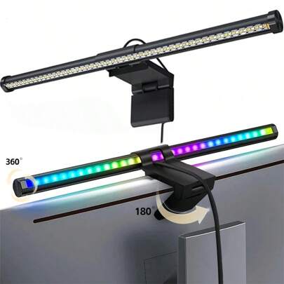 Wisciton LED Monitor Light Bar Computer Screen Hanging Lights RGB Atmosphere Table Lamp For Work Study Read Gaming Dimming Lighting 44cm