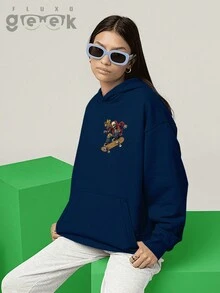 Premium Cotton Skate Rock Skull Skater Men's Sweatshirt CANGURU 2539 GEEK FLUX - 藏蓝色 - 查看 6