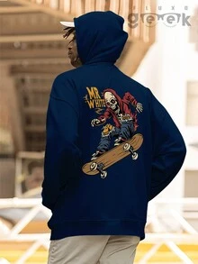 Premium Cotton Skate Rock Skull Skater Men's Sweatshirt CANGURU 2539 GEEK FLUX - 藏蓝色 - 查看 5