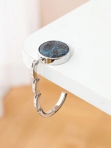 1 pieza Colgador de cartera para mujer - Colgador de bolso plegable, estilo retro, material de metal, patrón de cielo estrellado de noche, accesorio de moda/moda para mujer, elegante y portátil