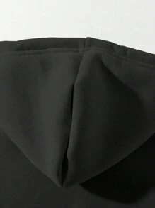 Plus Size Men's Paris Letter Print Hooded Zip-Up Jacket, Autumn/Winter