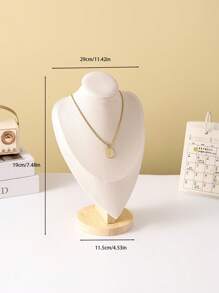 1pc Wooden Mannequin Bust Jewelry Display Stand Necklace Holder For Store Or Personal Use - Rubber Wood Heart-shaped Portrait Table Beige - View 9