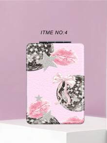 1 件经典千禧年 Y2K 系列便携式可折叠轻便超薄便捷优质不锈钢镀面亮银纳米电镀边缘细节精致化妆镜适合所有场景和人群，折叠方形小巧 - 彩色 - 查看 7