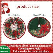 1 pieza/2 piezas Nuevo Falda de árbol de Navidad impresa de 35 pulgadas, Falda de árbol de Navidad con estampado de dibujos animados, Decoración de escena festiva, Aumenta el ambiente festivo, Decoración para fiesta temática, Decoración del hogar y la sala de estar, Decoración de la tienda, Decoración de estilo rústico. Mejores regalos Decoración del hogar Decoraciones navideñas Invierno