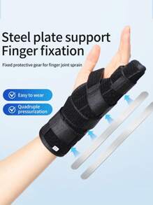 1 pieza Entablillado de aluminio para dedos con diseño transpirable para dar soporte al dedo y prevenir torceduras, para el meñique y el anular - Negro - Ver 2