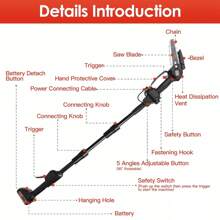 2-In-1 Mini Electric Chainsaw & Cordless Pole Saw Chain Saw 500W Battery Power Tools