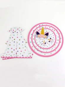 1 件 3 层独角兽蛋糕架，一次性餐具，适用于下午茶、婚礼、派对、生日活动蛋糕装饰 - 粉色 - 查看 3