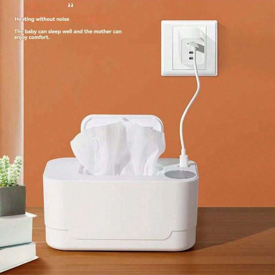 1 个 USB 供电 10W 湿巾加热盒，温度可调 55-65 度，恒温绝缘湿巾加热器和分配器，便携式湿巾加热器婴儿淋浴家庭装饰礼物 - QJ-J2 - 查看 1
