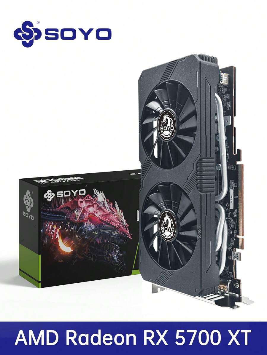 SOYO NEW AMD Radeon RX5700XT 8GB Graphics Card GDDR6 Memory PCIE4.0x16 DPx3 256Bit Gaming Video Card For Desktop Computer GPU
