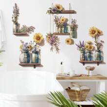 2pcs Potted Daisy Flower Wall Stickers, Removable Wall Decals For Bedroom Background, Stickers, Wall Decal, Vinyl Decal For Home Decorations, Spring Decoration Items Refresh Your Home, Rama Decoration Stickers Gifts Birthday Graduation - Multicolor - View 13