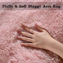 Fluffy Modern Area Rugs For Living Room Bedroom,Plush High Pile Purple Rug For Kids Girls Room Nursery Home Decor, Upgrade Non-Slip Girls Bedroom Soft Indoor Rug - 臉紅 - 查看 8