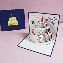 1 张 3D 生日快乐贺卡、生日蛋糕图案 3D 贺卡、生日邀请函、生日快乐礼品卡 - 彩色 - 查看 7