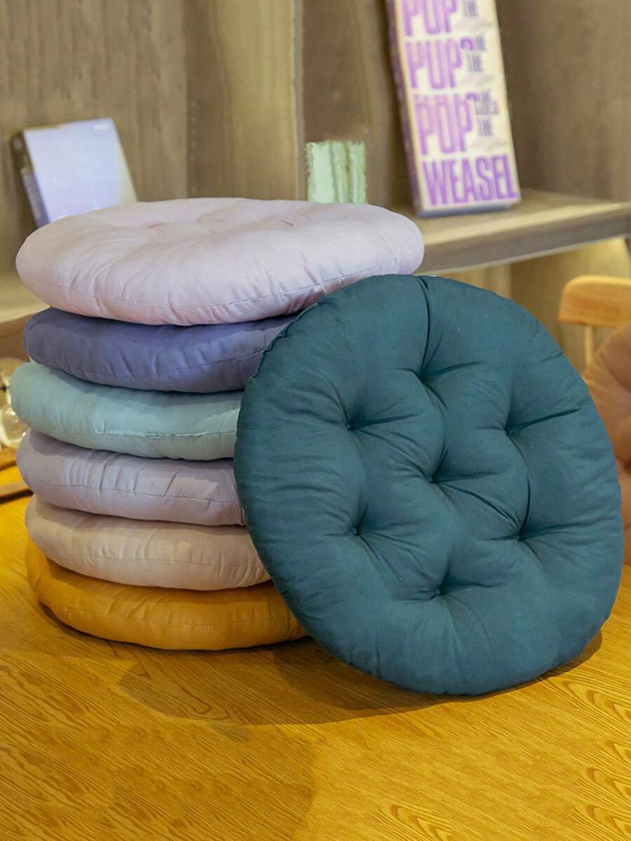 1 件学生座垫和靠背垫，冬季居家/办公室椅垫，圆形椅垫 - 彩色 - 查看 1