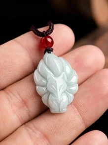 New Arrival Natural Grade A Jadeite Buddha Lotus Pendant, Jadeite Guanyin Pendant, Amulet Necklace, Icy Lotus Fox Jade Hanging Decor For Men & Women, Fashion Couple Necklace For Attracting Love - 淺綠 - 查看 7