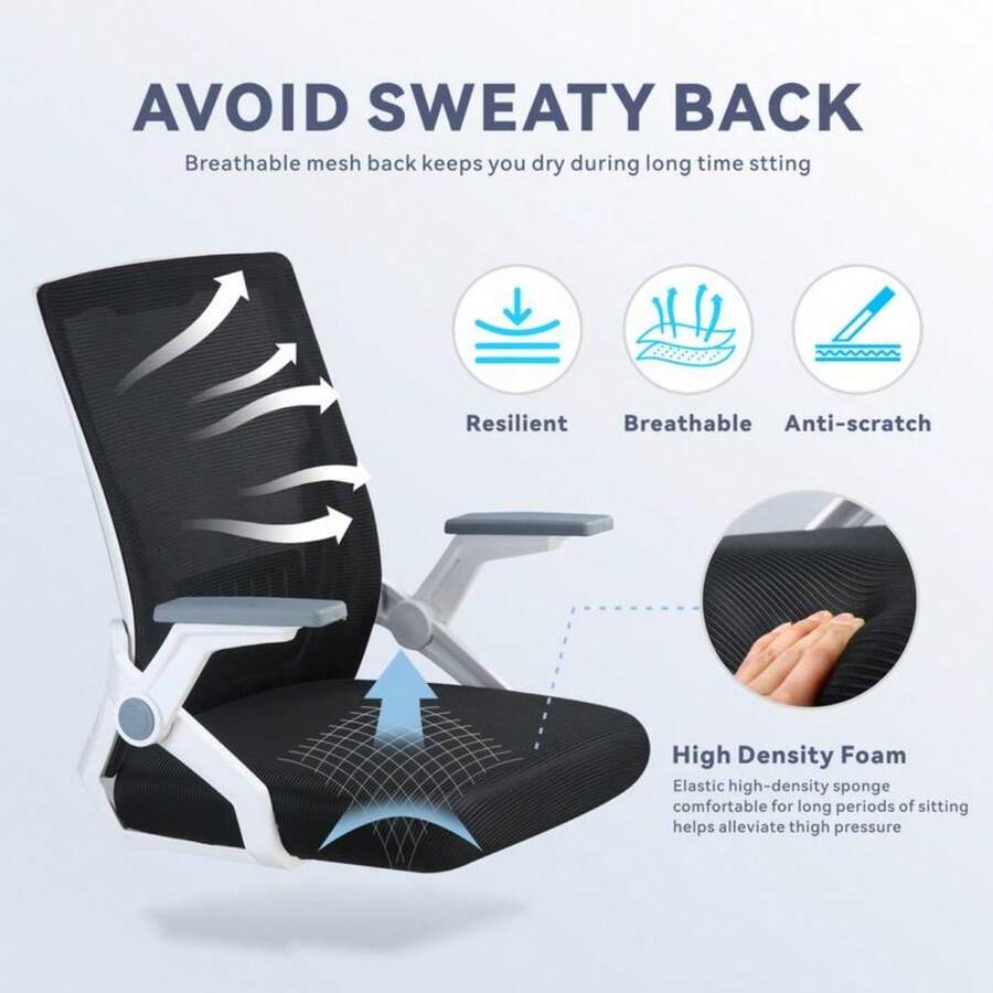 Computer Office Chair, Ergonomic Office Chair With FlipUp Armrests