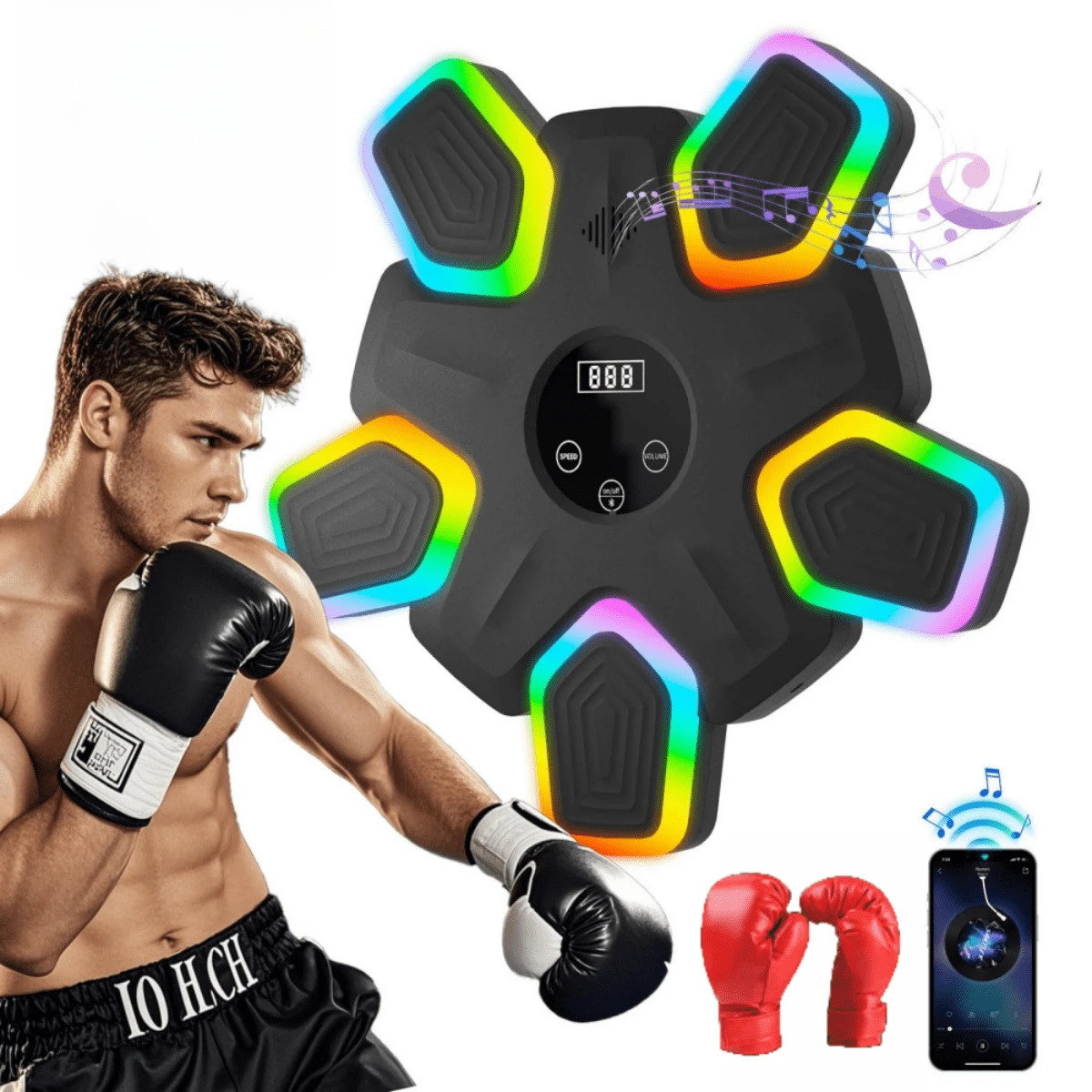 Máquina De Boxeo Electrónica Con Luces - Almohadilla De Pared, Con Música Y Sensores, Para Entrenamiento En Casa