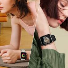 Unbeinst 1 条豹纹雕刻柔软硅胶表带，适用于 Apple Watch Ultra 系列 10 9 8 7 SE 6 5 4 3 2 1 - 艷陽色 - 查看 5