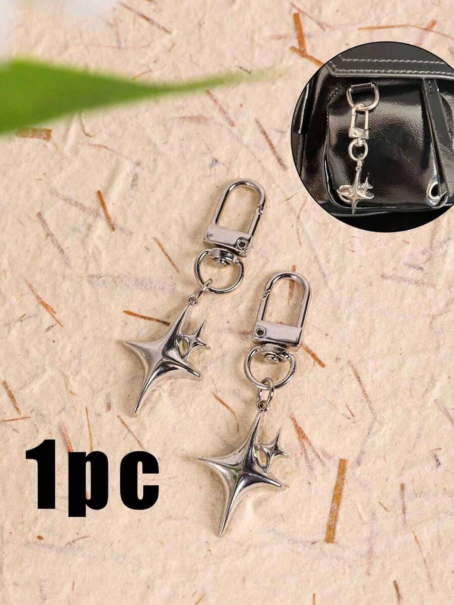 Y2k 星形装饰钥匙扣、包包挂饰、金属钥匙扣、包包、背包、汽车装饰、耳机包星形挂饰、女士汽车配件钥匙扣配件、学校用品、教师礼物、可赠送给朋友的礼物 - 銀色 - 查看 1