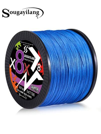 SOUGAYILANG 8 股编织钓鱼线蓝色 100M/300M/500M 多色耐磨多丝钓鱼线适用于海水和淡水户外钓鱼配件