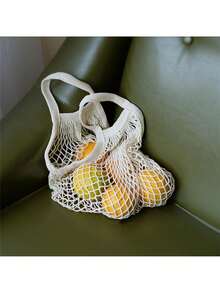 1 件装网绳购物袋便携式、可清洗、可重复使用的购物手提袋储物袋适用于杂货店购物、海滩、储存、水果、蔬菜和市场 - 彩色 - 查看 5