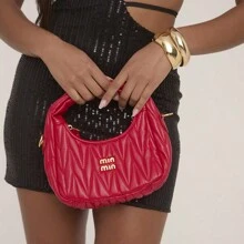 Ego Sierra Quilted Logo Detail Shaped Grab Bag In Red Faux Leather - Red - View 1