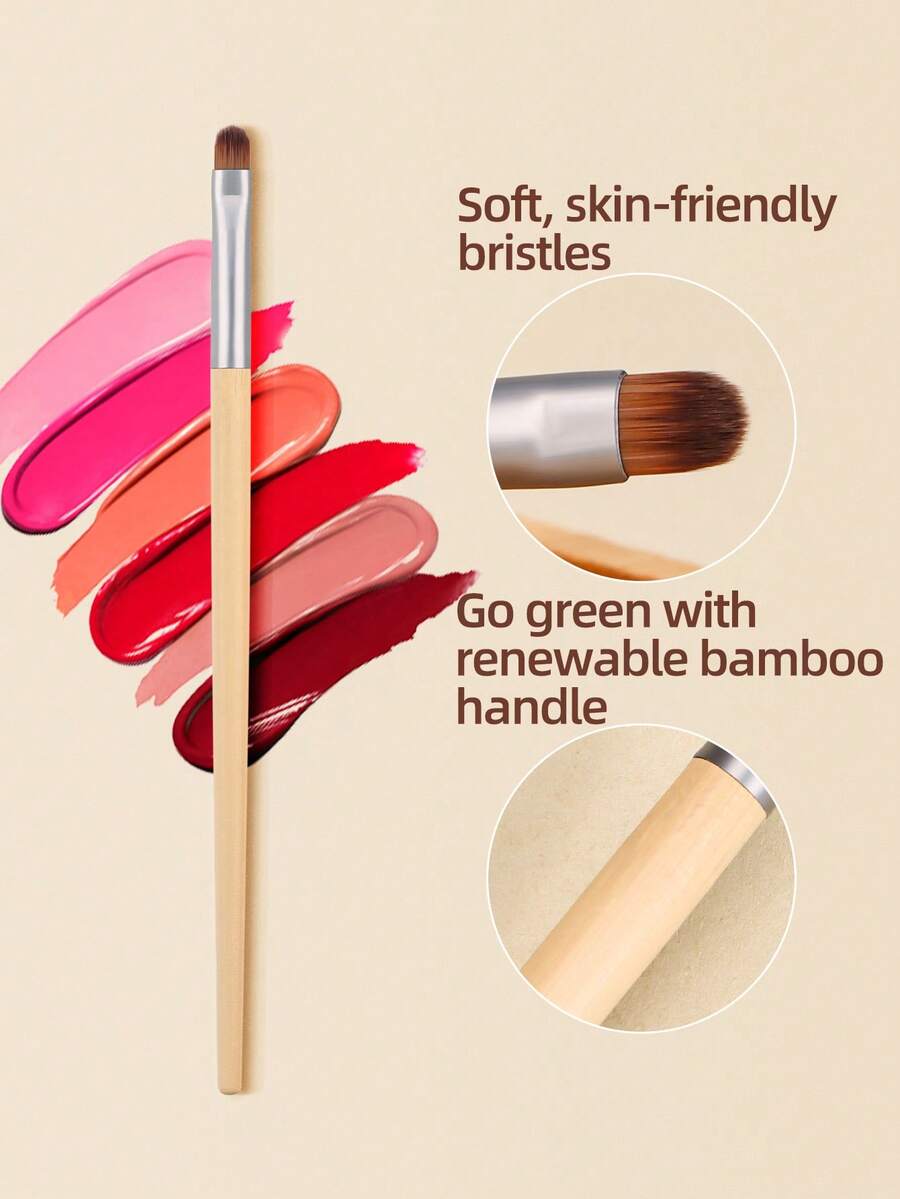 Set Of Vegan Bamboo Makeup Brushes, Including Lip Brush,  Natural Bamboo Handle Cosmetic Tools - Multicolor - View 1
