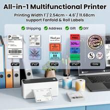 Phomemo 1入組PM-241-BT熱敏標籤打印機，無線運輸標籤打印機，4x6"無線運輸標籤打印機，適用於小型企業，粉色運輸包裝標籤打印機，兼容iPhone、Android，電子商務熱敏打印機，帶美國插頭的運輸標籤打印機，適用於所有人的禮物 - 銀色 - 查看 8