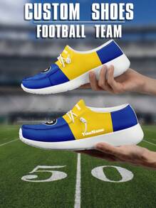 Men's Custom Logo Custom Name Loafers, Los Angeles Football Designed Lightweight Comfortable London Sole Canvas Shoes For Spring, Summer, Autumn And Winter, Slouchy Loafers, Personalized Fun Unique Gift For Mom/Dad/Her/Him/Girlfriend/Boyfriend/Wife/Husband/Friend