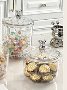 1Pc Figure Display Box Cute Piece Storage Box.Airtight Food Storage Container - Multipurpose, Reusable Plastic Jar For Snacks, Candy, Coffee Beans, Tea, Nuts & Dried Fruits - Round, Clip-Seal Design For Kitchen Organization - Clear - View 4