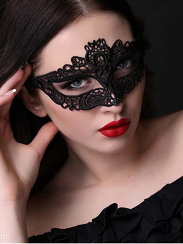 1 pièce Masque de Mascarade en Dentelle, Masque Facial en Dentelle Noire pour Costume de Fête, Bal de la Saint-Valentin, Saint-Valentin, Halloween