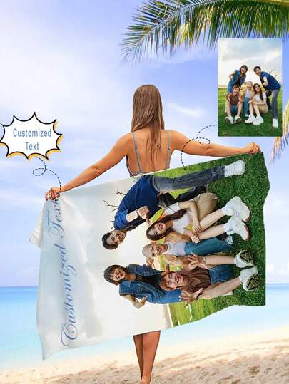 Set i ett stycke, superabsorberande och lätt, lämpligt för sport med stora badlakan i ultrafin fiber, söt helsidesbildanpassning, livsfoton, designtext, perfekt för strandsemester och perfekta resepresenter!