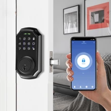 Automatic Fingerprint Lock American Deadlock Lock All-Through Lock Entry Door Combination Lock Small Lock Smart Lock - Black - View 2