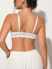 Peach Girl White Sexy Lace Front Closure Bra, Women's Thin Cup Comfortable Breathable Pleated Bra, Bridal Lingerie - White - View 10