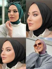 1pc Women's Fashion Accessory Headscarf, Muslim Instant Hijab With Convenient Button - Multicolor - View 5