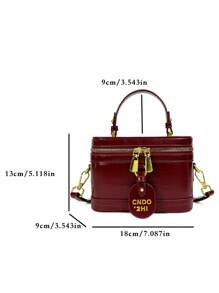 盒式高品质勃艮第色设计师甜美法式风格别致大容量时尚女士手提包，时尚勃艮第包 - 酒紅色 - 查看 8