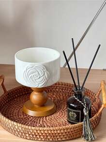 1 件复古山茶花香味烛台，法式玻璃底座装饰，奢华氛围装饰 - 彩色 - 查看 12