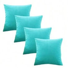 Kit Of 4 Zippered Cushion Covers 45x45cm Plain Suede - 菸草 - 查看 6