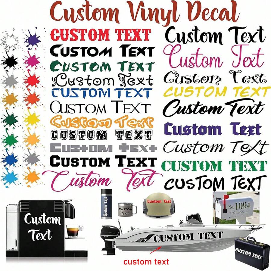 Customized Name Stickers, Personalized Waterproof UV-Resistant Vinyl Letter Stickers For Laptops, Mugs, Cars, Wall Decals, Strong Adhesive Decorative Custom Labels - Multicolor - View 1