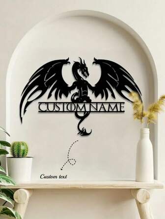Custom Iron Dragon Wall Art With Fire Breath, Personalized Sign For Farmhouse Home Wall Decor, Metal Gifts Birthday Graduation