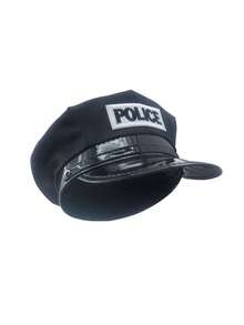 Black Police Peaked Cap, Uniform Hat For Cosplay, Adult Costume Accessory - Multicolor - View 3