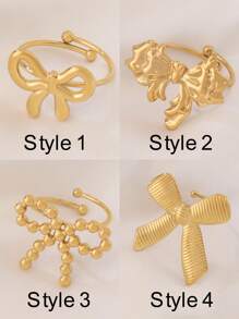 1pc Fashion Stainless Steel Rings For Women Bowknot Ribbon Style Adjustable Open Ring Female Jewelry Best Friends Gifts