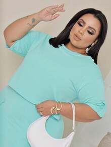 Women's Skirt And Blouse Set - 淺藍色 - 查看 3