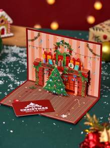 1 张带信封的圣诞弹出式贺卡 - 1 张 3D 姜饼屋和人节日贺卡，适合任何人 - M - 查看 1