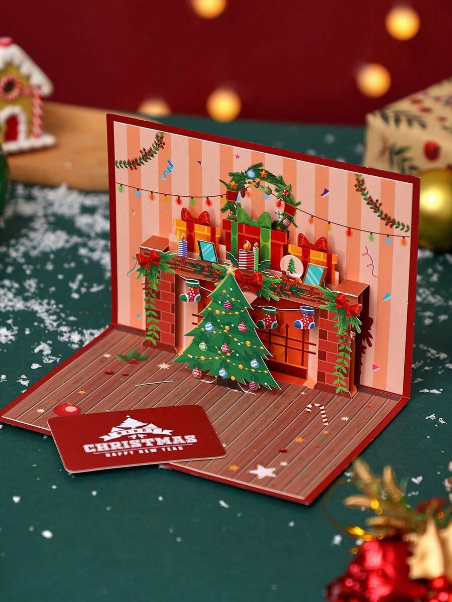 1 张带信封的圣诞弹出式贺卡 - 1 张 3D 姜饼屋和人节日贺卡，适合任何人 - M - 查看 1