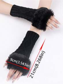 Mantenha-se aquecida e estilosa: Luvas sem dedos de pelúcia com estampa argyle para mulheres - Perfeitas para o inverno! Luvas - Aquecedores de braço com punho de pelúcia macia, design sem dedos, resistentes ao frio, cobertura de pulso versátil para outono e inverno - Acessórios de mão elegantes, grossos e aconchegantes. Luvas sem dedos de pelúcia com estampa argyle para mulheres - Luvas de inverno quentes com forro térmico macio, palma antiderrapante e padrão de tricô estiloso - Perfeitas para atividades em clima frio.